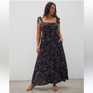 Soma Navy and Tan Maxi Dress
